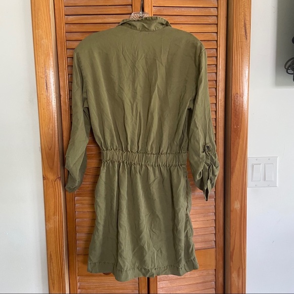 Zara Olive Green Lyocell Mini Shirt Dress - Picture 7 of 8